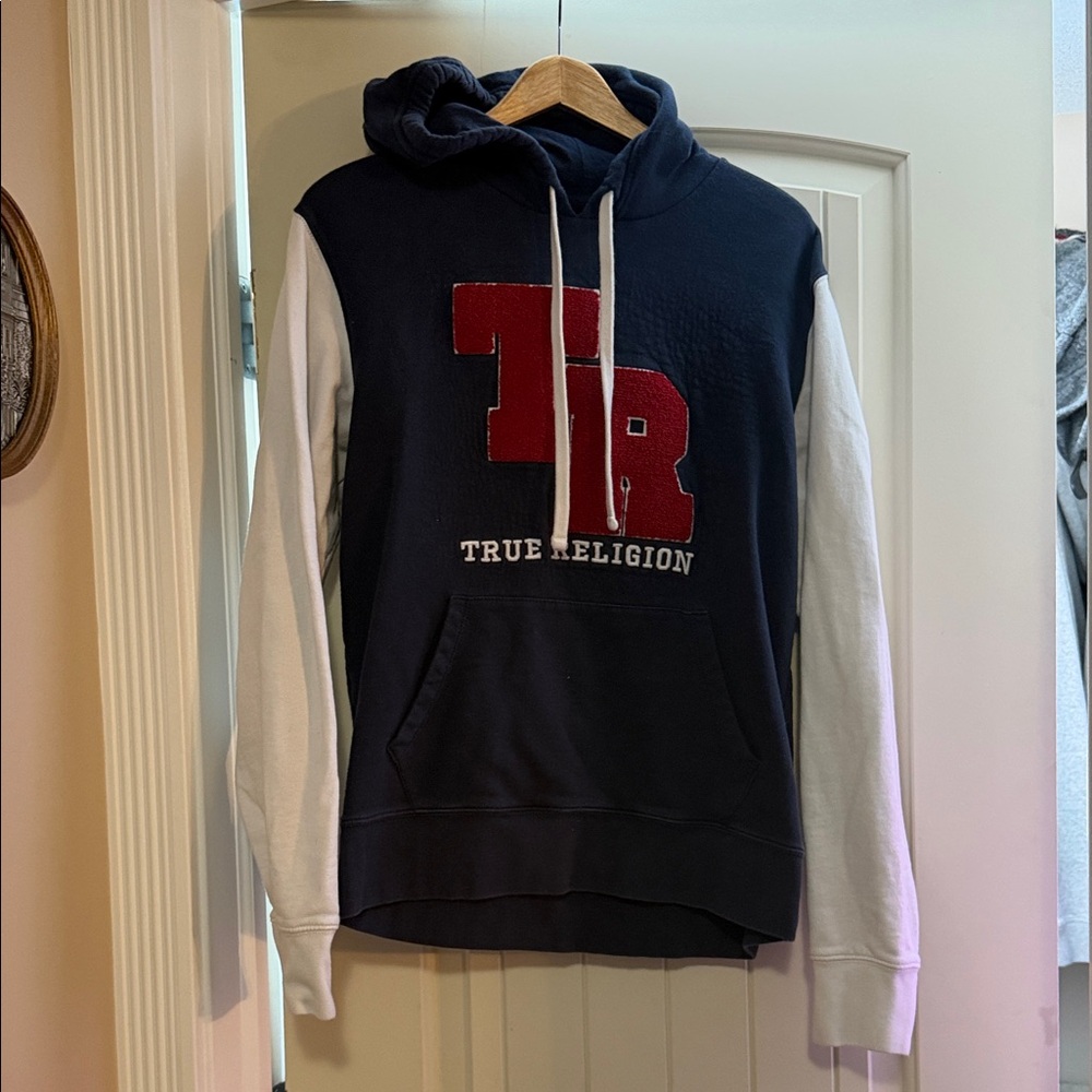 True Religion Navy, White, and Red Hoodie